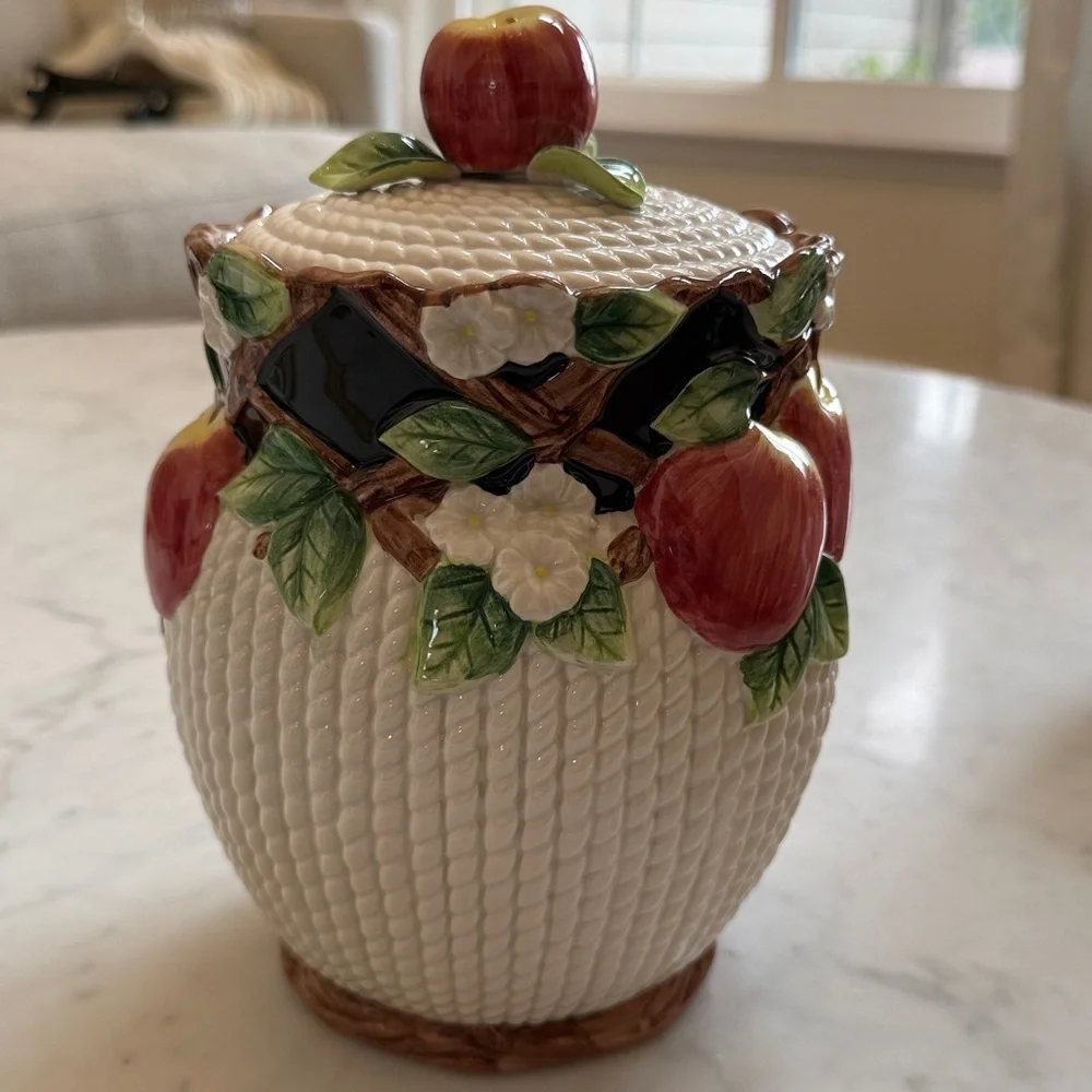 Fitz & Floyd Retired Majolica Apple Canister Mediterranean Collection